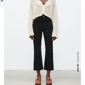NWT Zara High Rise Mini Flare Jeans | Black | US Size 8
